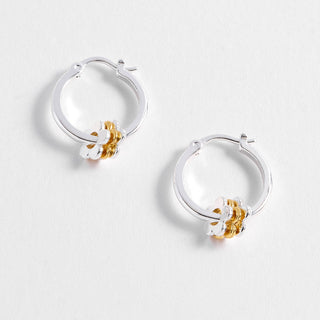 MULTI FLOWER HOOP EARRINGS SILVER PLATED