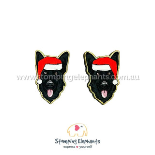 GERMAN SHEPHERD BLACK CHRISTMAS EARRINGS