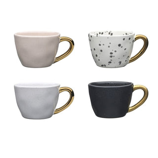 Ecology Speckle Set of 4 Espresso Cups 60ml Mixed with Gold Handle