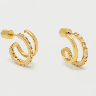 DOUBLE ILLUSION HOOPS GOLD PLATED