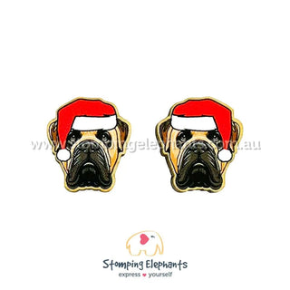 BULL MASTIFF CHRISTMAS EARRINGS