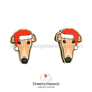 GREYHOUND TAN CHRISTMAS EARRINGS