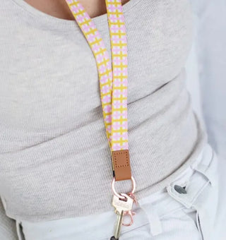 TEACHER PLAID FABRIC LANYARD