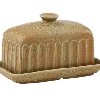 CERAMIC BUTTER DISH - OLIVE