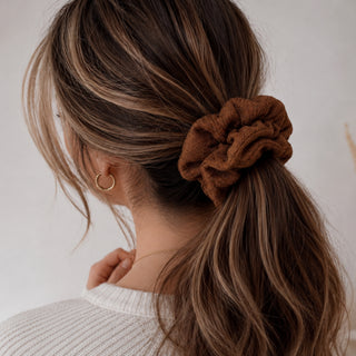 BROWN TEXTURED  - HAIR SCRUNCHIE
