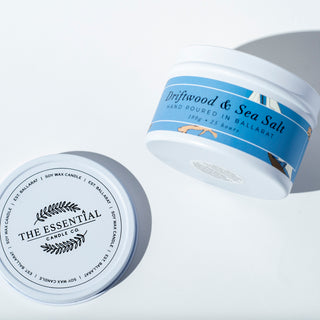 DRIFTWOOD AND SEA SALT TIN CANDLE