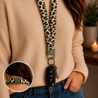 LEOPARD SCRUNCHIE LANYARD