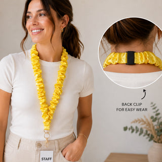 SATIN YELLOW SCRUNCHIE LANYARD