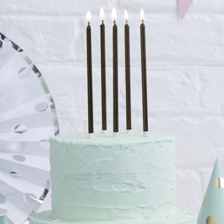 12CM TALL CAKE CANDLES BLACK (PACK OF 12)