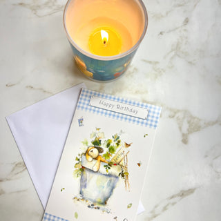BLUE GINGHAM HAPPY BIRTHDAY CARD