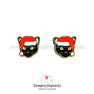 CAT BLACK CHRISTMAS EARRINGS