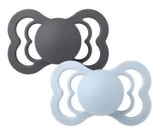 BIBS- SUPREME- IRON/BABY BLUE SIZE 2