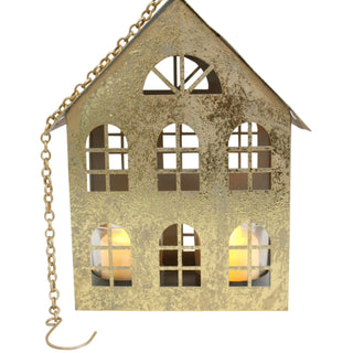 GOLD XMAS HOUSE T/LIGHT