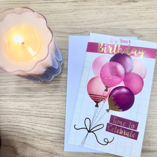 ITS YOUR BIRTHDAY TIME TO CELEBRATE - PINK BALOONS CARD