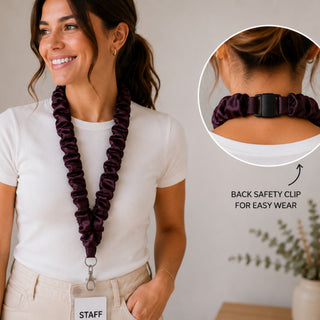 PLUM SCRUNCHIE LANYARD
