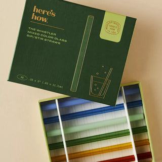 THE WHISTLER COLORED GLASS STRAWS- SET OF 6