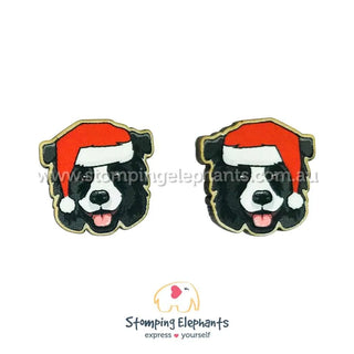 BORDER COLLIE BLACK XMAS EARRINGS