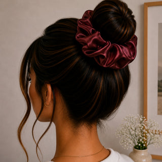 BURGANDY SATIN - HAIR SCRUNCHIE