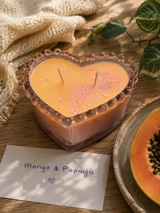 MANGO AND PAPAYA - LIGHT PINK HEART CANDLE
