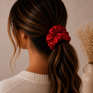 RED SATIN - HAIR SCRUNCHIE