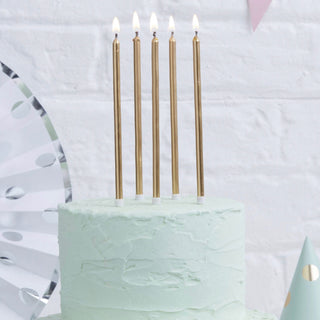 12CM TALL CAKE CANDLES GOLD (PACK OF 12)