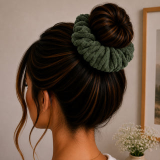 GREEN TOWEL  - HAIR SCRUNCHIE
