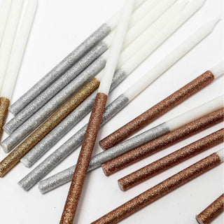 ROSE GOLD GLITTER DIPPED CAKE CANDLES (PACK OF 12)