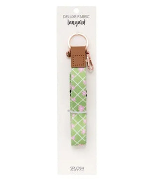 TEACHER GREEN DAISY FABRIC LANYARD