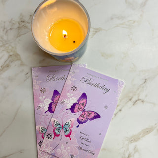 WISHING YOU A WONDERFUL BIRTHDAY CARD WITH BUTTERFLIES