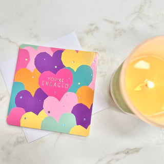YOURE ENGAGED COLOURFUL HEART CARD