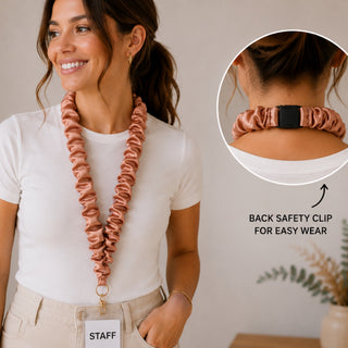 DUSTY PINK SCRUNCHIE LANYARD