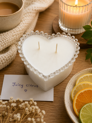 JUICY CITRUS - FROSTED WHITE HEART CANDLE
