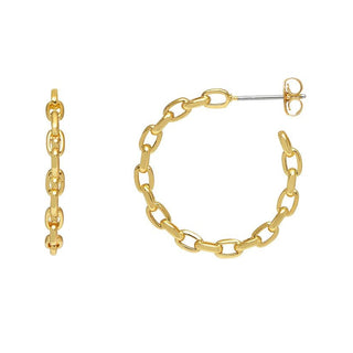 CHAIN HOOP EARRINGS GOLD PLATED