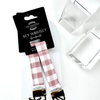 DUSTY PINK GINGHAM KEY WRISTLET