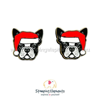 BOSTON TERRIER EARRINGS - XMAS