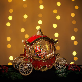 SNOWING RED CARRIAGE W/ SANTA
