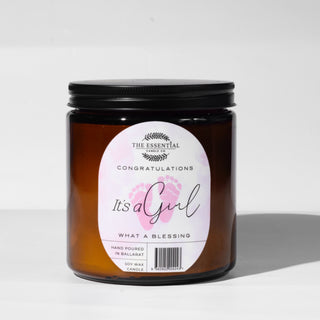 ITS A GIRL - KEEPSAKE CANDLE (BABY POWDER)