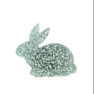 Silver Glitter Marshmellow Bunny Earrings