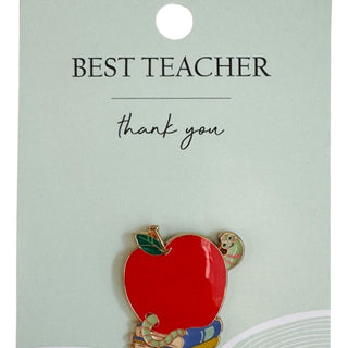WORM AND APPLE BEST TEACHER PIN