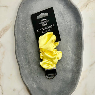 YELLOW SATIN SCRUNCHIE KEY WRISTLET