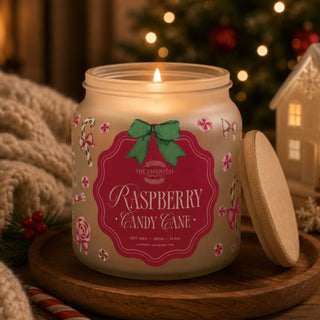 RASPBERRY CANDY CANE - FROSTED CHRISTMAS CANDLE