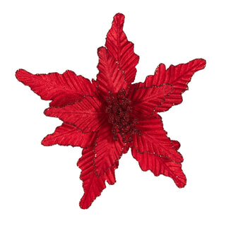 LUXE RED POINSETTA FLOWER CLIP