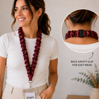 BURGUNDY SCRUNCHIE LANYARD