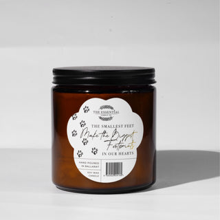 THE SMALLEST FEET MAKE THE BIGGEST FOOTPRINTS - KEEPSAKE CANDLE (SANDALWOOD, VANILLA & PATCHOULI)