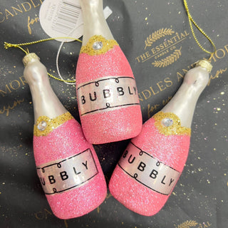 CHEERS WINE BOTTLE CHRISTMAS DECORATION (PINK)