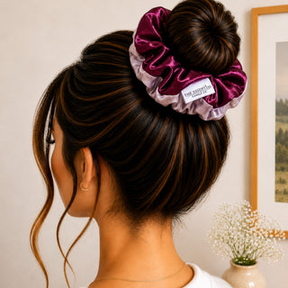 TWO TONED BURGUNDY - HAIR SCRUNCHIE