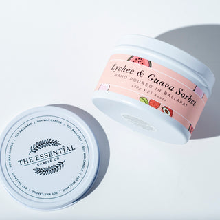LYCHEE AND GUAVA SORBET - (TIN CANDLE)