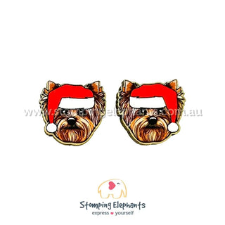 YORKSHIRE TERRIER EARRINGS - XMAS
