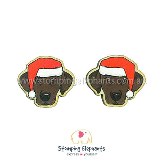 LABRADOR CHOCOLATE EARRINGS -XMAS