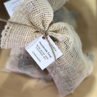 OLIVE OIL SOAP BALLS IN AGAVE BAG
